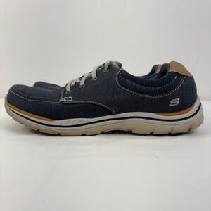 Skechers Expected Orman Mens Relaxed Fit Navy Blue Canvas Boat Shoes Size 11
